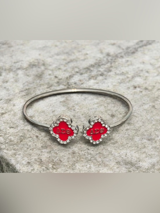Jewelry - Delta Sigma Theta Red Clover Shaped Single Bangle Bracelet